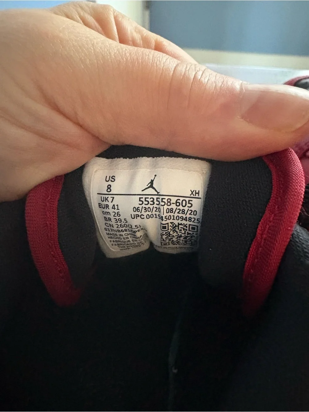 AIR JORDAN 1 | Low Reverse Bred Pebbled Swoosh Sneakers Red Blk Wht Mens Size 8